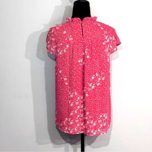 Joie | Women’s Bright Coral Short Sleeve Floral Blouse size M - Picture 2 of 16